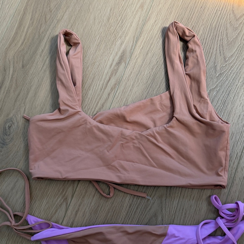 L*SPACE Two-Tone Pink & Brown Women's Bikini Set - Picture 3 of 5